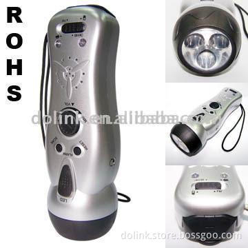 Crank Dynamo Led Flashlights with Radio and Mobile Phone Chargers
